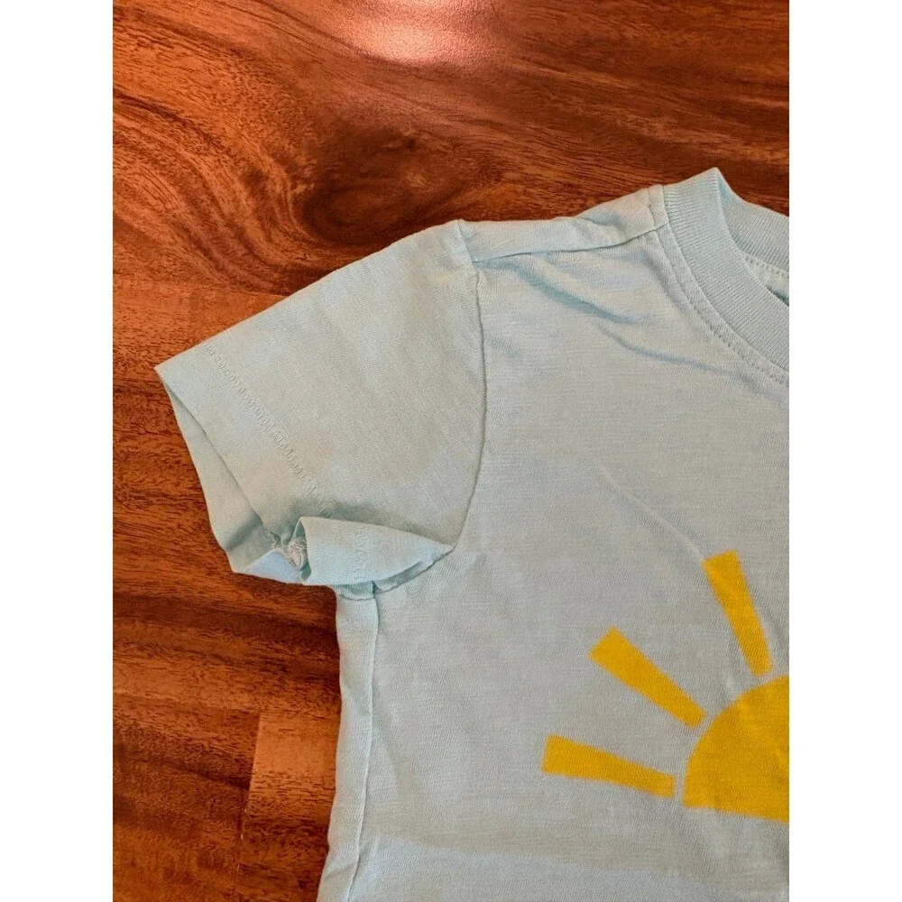 Primary Short Sleeve Shirt, Light Blue with Yellow Sun, Size 3T